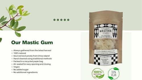 Chios Mastiha Tears Gum Greek 100% Natural Mastic Packs From Mastic Growers Fresh (20gr Medium Tears)