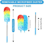 Rainbow Extendable Static Duster Reusable Microfiber Duster with 100" Telescoping Pole, Beandable and Washable Dusters Head for Cleaning Ceiling, Fan, Furniture