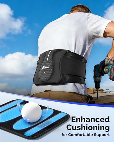 FEATOL Back Brace for Lower Back Pain Relief with Removable Support Pad, Adjustable Dual Lumbar Support for Men Women, Herniated Disc, Sciatica & Strain, Scoliosis, Size L/XL 29.8"-38.6"