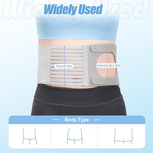 Adjustable Ostomy Hernia Belt for Men & Women - Breathable U-Shaped Design Stoma Support Belt Reduce Parastomal Hernia, Universal Support Belt Colostomy/Urostomy Bags Post Surgery Care (L)