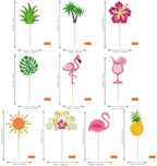 Rsstarxi 30 Pack Tropical Cupcake Toppers Glitter Flamingo Hawaiian Luau Aloha Cupcake Picks for Summer Beach Hawaiian Baby Shower Birthday Party Cake Decorations Supplies