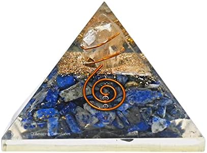 Orgone Pyramid with Lapis Lazuli Crystal and Healing Coil Quartz Point - Natural Healing Stones Orgonite Energy Generator for Yoga Meditation