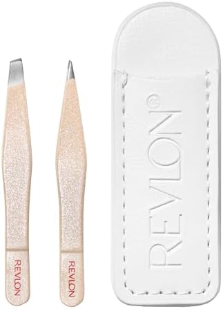 Revlon Designer Series Mini Tweezer Set, Hair Removal Tool Kit with Slant & Point Tips, Portable and Easy to Use, Made with Long Lasting Stainless Steel, 1 Count