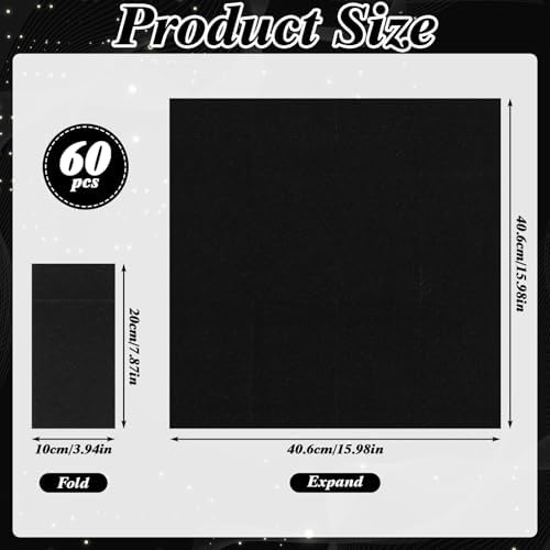 60 Pcs Black Linen-Feel Paper Napkins with Built-in Flatware Pocket, Graduation Pocket Linen Napkin Prefolded Cloth Like Paper Napkins Bulk for New Year Silverware Birthday Bathroom Weddings Party