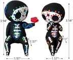 Sugar Skull Statue， Sugar Skull Couple Figurine Desktop Ornaments Indoor Decoration (Rose)