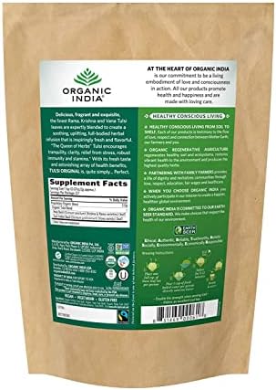 Organic India Tulsi Original Loose Leaf Herbal Tea - Immune Support, Vegan, Gluten-Free, Kosher, USDA Certified Organic, Non-GMO, Caffeine-Free, Healthy Stress-Relief & Uplift Mood - 1 lb Bag