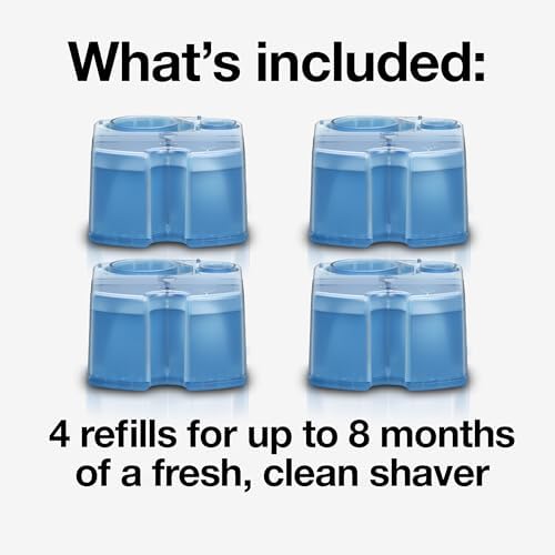 Braun Clean & Renew Refill Cartridges CCR, Replacement Shaver Cleaner Liquid Solution for Clean&Charge System, Pack of 4