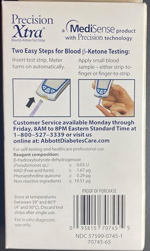 Precision Xtra Blood Ketone Test Strips, Unboxed, Sealed, 50 Test Strips, Exp: 10/2018+