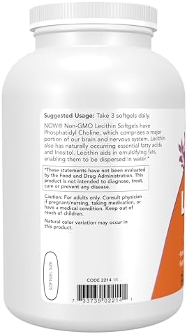 NOW Foods Supplements, Lecithin 1200 mg with naturally occurring Phosphatidyl Choline, 400 Softgels