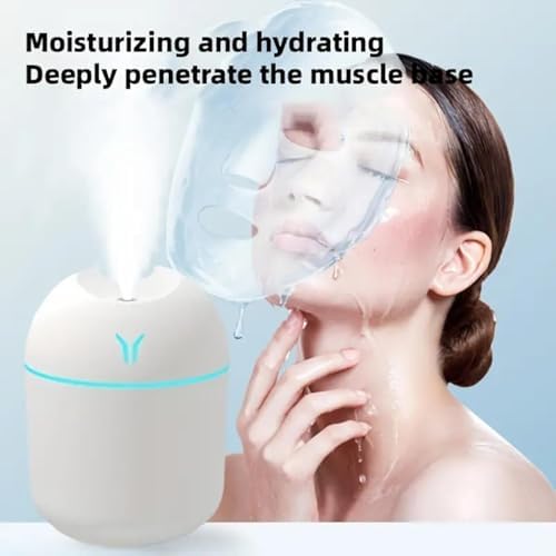 Portable Humidifier and Essential Oil Diffuser, 250ML 2-in-1 Cool Mist USB Aroma Diffuser, Small Quiet Air Humidifier for Bedroom, Car, Office, Travel (White)
