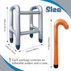 2 PCS Inflatable Walker and Cane,Funny Old Age Costume Accessories,Retirement Party Decorations Gag Gift for Kids,100th Day of School,Christmas,Halloween
