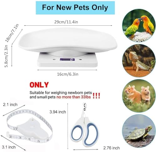Digital Pet Scale,Puppy Scales for Weighing,Digital Small Animals Scales for Weighing,Whelping Supplies,Kitten Scale,Baby Scales for Newborn Dog Cat Crawl Pet,Capacity up to 33 lb,for New Pets Only