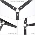 2 Rows Thigh Garters for Women, Leather Leg Harness Adjustable Garter Belt Elastic Thigh Ring Garter Punk Gothic Strap Body Chain Accessories Harness for Leg Women Fashion, Black