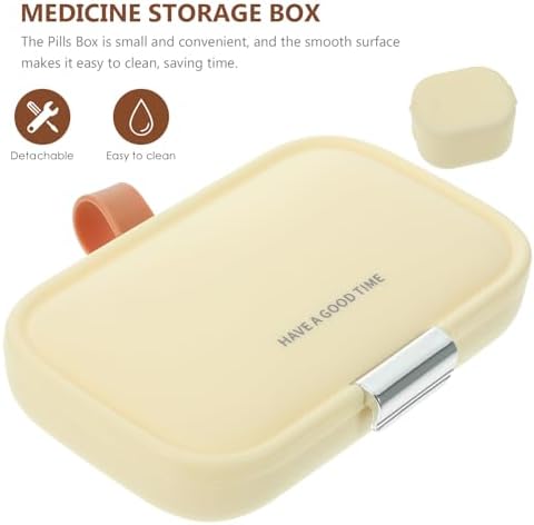 Portable Medicine Organizer Pill Box Small Cream White Sealed Detachable Daily Use Pill Case for Travel and Pocket Storage
