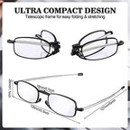 TOODOO 4 Pairs Blue Light Blocking Reading Glasses Folding Reading Glasses, Small Folding Readers for Men Women