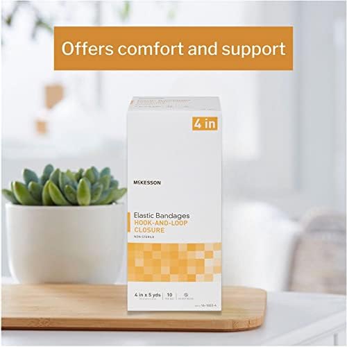 McKesson Elastic Bandages, Non-Sterile, Hook and Loop Closure, 4 in x 5 yd, 10 Count, 1 Pack