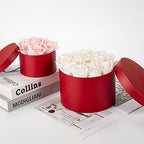 Round Gift Boxes with Lids Flower Boxes for Arrangements Red Round Boxes Set of 4 Nesting Gift Boxes with Lids for Flowers Arrangements Empty, Bridesmaid, Proposal, Wedding, Birthday, Party Favor