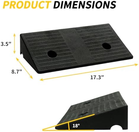 Curb Ramp 3.5 inch Rise Curb Ramps for Sidewalks Rubber 2 Pcs Driveway Ramps for Low Cars Curb Ramps for Driveway,Shed,Wheelchair 7000lbs Powersport Loading