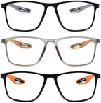 2 Pack Reading Glasses for Men，Sports Style Blue Light Blocking Readers with Anti Glare Filter Lightweight Eyeglasses