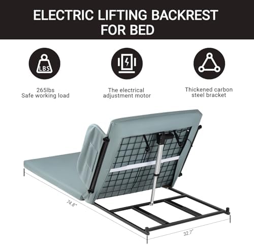 Lifting Bed Backrest - Electric Adjustable Power Bed Wedge Mattress with Pillow Cover for Elderly, Patient, Pregnant Women to Sitting and Sleeping Positioning Assistance, Steel Frame