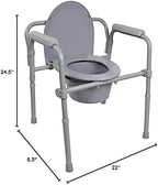 McKesson Folding Commode Chair with 7.5 qt Bucket, 350 lbs Weight Capacity, 13 1/2 in Seat Width, Adjustable Height, 1 Count