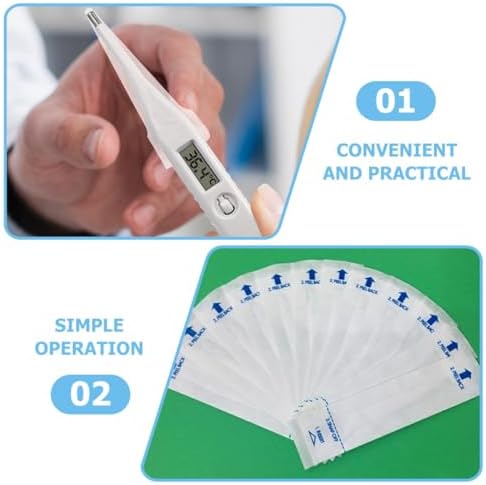 Ciieeo 100pcs Disposable Thermometer Probe Protective Covers Sleeves Digital Protector for Veterinary and Home Use White Paper Film