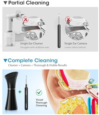 Ear Wax Removal Kit with Camera – Ear Cleaner Tool for Safe & Effective Ear Care – Includes Ear Camera for Visual Inspection & Gentle Ear Irrigation System – Complete Ear Cleaning Solution