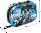 Anime Samurai Blue Pill Organizer Case Box for Travel, Weekly Portable Pill Organizer Supplement Holder 1 Pack