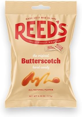 Reed’s Butterscotch Candy, 6.25oz Bag (Pack of 1) Individually Wrapped Butterscotch Hard Candy, The Hampton Candy Company