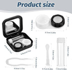 2pcs Travel Contact Lens Case Kit, Portable Contact Lens Case with Contact Lens Applicator Tool and Mirror Solution Bottle for Daily Vision Care and Outdoor Use, Travel Size (Black)