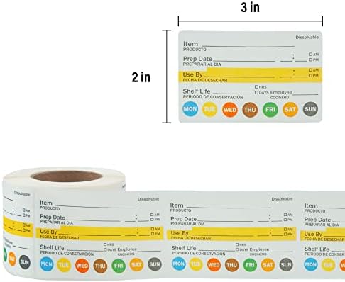 L LIKED Dissolvable Label Shelf Life for Food Rotation Use by Stickers 2 x 3 Inch Roll of 250 Labels