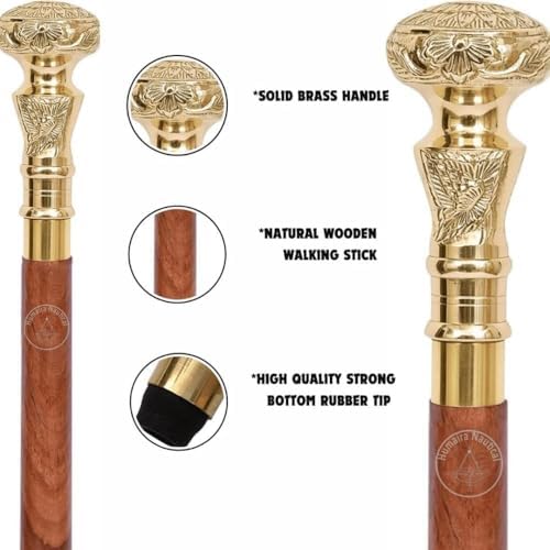 Vintage Brass Handle Victorian Telescope Fold able Wooden Walking Stick Walking Cane Ideal Gift
