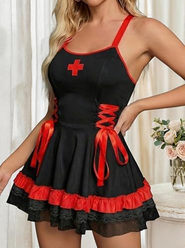 Lingerie for Women Naughty Outfit Sexy Lingerie Set Cosplay Nurse Mini Skirt Lace Babydoll Roleplay Costume