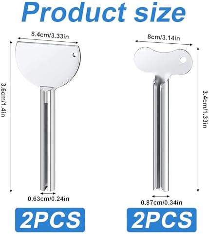4 Pcs Toothpaste Tube Squeezer,Keys Metal Roller Hair Dye Dispenser Tool, Stainless Steel Toothpaste Squeezers,Metal Tube Key Squeezers Tooth Paste Squeezer for Bathroom Cosmetic Paint Hand Cream