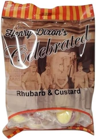 Henry Dixons Rhubarb & Custard Candy | Old Fashioned British Sweets | Individually Wrapped English Toffee | UK Favorites Hard Boiled Sweets | 4.23 Oz (Pack of 6)