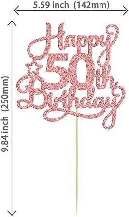 1 Pack Happy 50th Birthday Cake Topper Rose Gold Glitter 50 & Fabulous Cheers to 50 Years Old 50th Birthday Cake Pick for Celebrating 50th Birthday Anniversary Party Cake Decorations Supplies