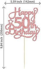 1 Pack Happy 50th Birthday Cake Topper Rose Gold Glitter 50 & Fabulous Cheers to 50 Years Old 50th Birthday Cake Pick for Celebrating 50th Birthday Anniversary Party Cake Decorations Supplies