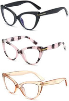 Oversized Cat Eye Reading Glasses for Women Fashion Cute Blue Light Blocking Computer Readers(3-Pair,2.50)