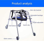 Child Rear Folding, with Seat Cushion, Children's Lower Limb Rehabilitation Auxiliary Training Frame, Height Adjustable/Gait Trainer Disabled Aid