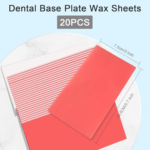 Dental Base Plate Wax 20PCS,Cannot be Used for dentures Molding Casting Wax Sheet Material Laboratory Red Utility Wax Sheet Dental Aids