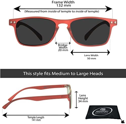 proSPORT Polarized Reading Sunglasses Full Lens Reader Non-Bifocal UV400 Protection Lightweight Flexible Frame Men Women