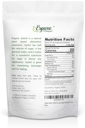 Organic Xylitol - Derived from USDA Certified Organic Birch, Low Calorie, Keto, Sugar Substitute; 12 Oz