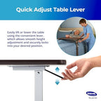 Invacare Bed Table, Height Adjustable Overbed Table, Hospital Bedside Table, Medical Rolling Desk with Wheels, Waterproof Medical and Home Use L-Shaped Steel Base Over Bed Tray Table