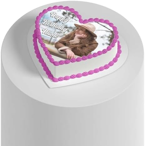 Custom Edible heart shaped photo cake pictures frosting Print my graduation wedding birthday images sugar (9 Inch)