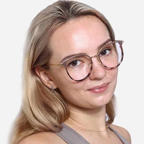 Firmoo Blue Light Blocking for Women, Reading Glasses with Magnification, Anti Eyestrain Anti Glare, Fashion Gemstone Pendantm Round Metal Computer Blue Light Glasses
