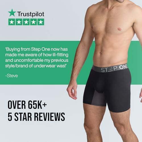 STEP ONE Mens Boxer Briefs, Underwear for Men Pack of 5, Anti Chafing Mens Underwear, Comfortable Moisture-Wicking Boxers