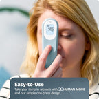 Greater Goods No-Touch Infrared Digital Thermometer for Adults, Kids, and Babies, Forehead Thermometer with Ergonomic Grip, Fever Alarm, Powder Blue