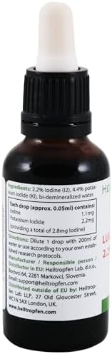 2.2% Lugol's Iodine Solution 1 Fl Oz - 30 ml | Pharmaceutical Grade Ingredients | Third-Party Tested | Lugols Solution Made with Iodine and Potassium Iodide | Heiltropfen®