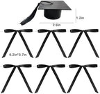 Class of Cake Topper Congrats Bow Birthday Decoration with Graduation cap Bows for Graduation Bow for Congrats Themed Party (Black)
