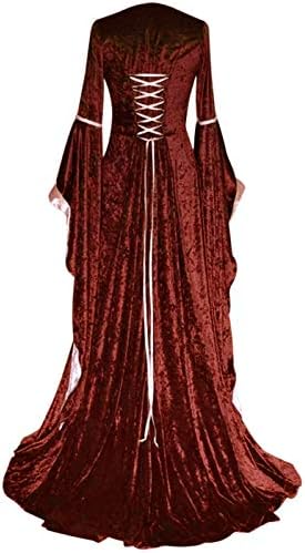 YEAXLUD Womens Renaissance Medieval Costume Dress Lace up Irish Over Long Dresses Cosplay Retro Gown